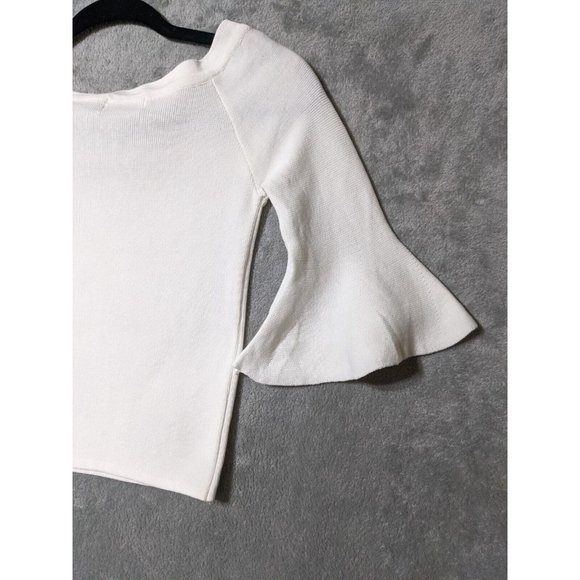 🍑AIR SPACE Women Sweater Knit Pullover Stretch Fall Winter Solid White XS(0-2) - Picture 3 of 12